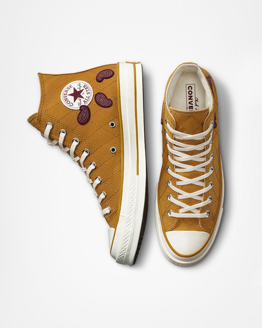 Dámské Boty Vysoké Converse Chuck 70 Crafted Patches Oranžové Tmavě Vínové | CZ FJ31H13